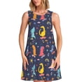 thumbnail image 1 of Disketp Cartoon Dinosaur para Vestido sin Mangas para Mujeres, Vestidos de Verano para Mujeres, Casual y Holgado para la Playa, 1 of 7