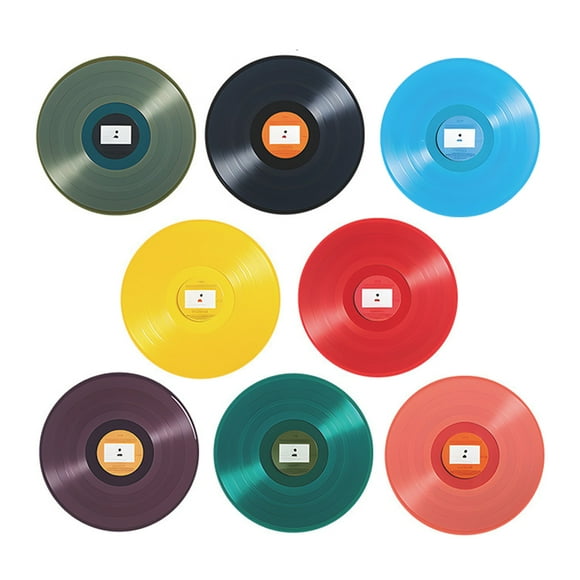 Phenofice 8Pcs Vinyl Record Wall Decal for Music Lovers Round Shape PVC Material and Easy to Stick Home Decor