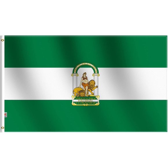 shiyou-Andalusia Flag 3x5 Ft Standard size-New, 100D Polyester for Moderate-Outdoor&Indoor, 36x60inch Spanish Region of Andalucía Flags Banner House Decoration Yard Gift