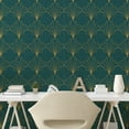 thumbnail image 2 of Ambesonne Art Deco Peel & Stick Wallpaper for Home, Teal Vintage Line Shells, 13"x100", Teal and Sand Brown, 2 of 5