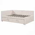 thumbnail image 6 of [Modern Design] Full Size Upholstered L-Shaped Daybed & Twin Trundle, USB - Beige, 6 of 22