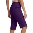 thumbnail image 7 of Women's Capri Yoga Leggings High Waisted Moisture Wicking Cropped Trousers Summer Casual Running Workout Pants with Pockets Purple, 7 of 7