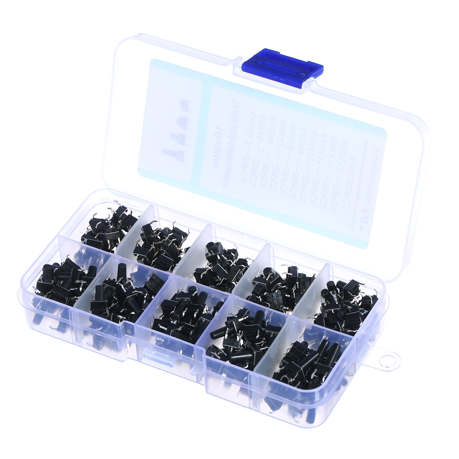 200PCS Tactile Micro Momentary Push Button Switch 10 Value Tact Assortment 