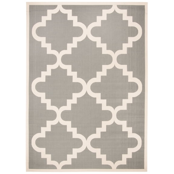 SAFAVIEH Courtyard Jaylee Geometric Indoor/Outdoor Area Rug, Anthracite/Beige, 8' x 11'2"