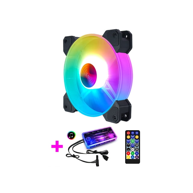 Ventilador de chasis RGB ajustable Ventilador de caja de alto flujo de aire Ventilador de refrigeración de chasis luminoso de marco completo con controlador de música Eigraketly EL013806-02