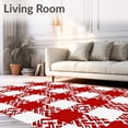 thumbnail image 2 of ODIKA 6'x9' Machine Washable Non-Slip Area Rug, Rustic Cabin Inspired Interlocking Checks With Balanced Color Blocks High Traffic Rug, Red, 618391, 2 of 7