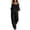 Black, variant on Sheghy Gym Sets Cotton Women Casual Solid Boho 2 Piece Set Off Shoulder Loose Top & Wide Leg Pants Loungewear Vacation Outfit