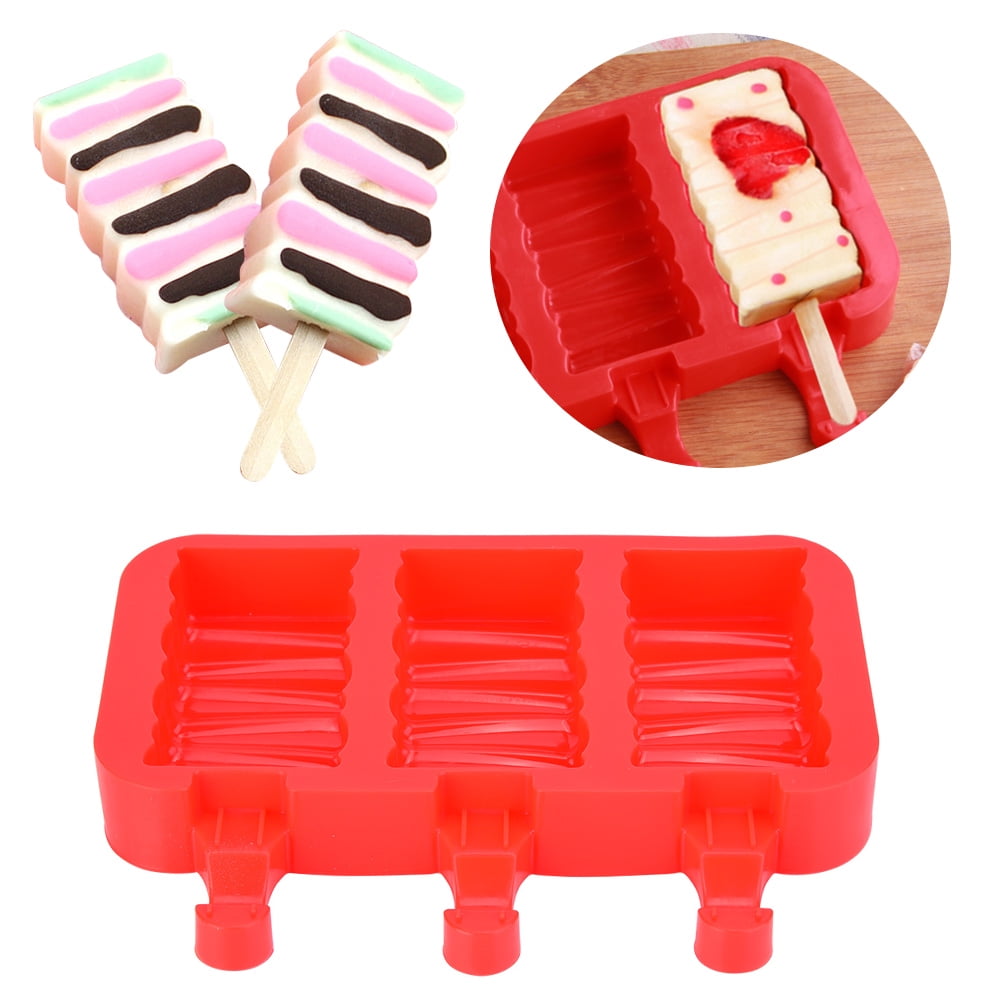 OTVIAP Silicone Molds with Lid Ice Cream Bar Mold 3 Cavities Silicone ...