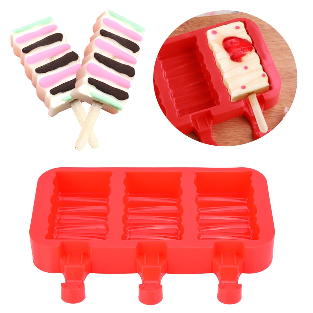 OTVIAP Silicone Molds with Lid Ice Cream Bar Mold 3 Cavities Silicone