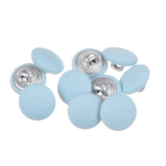 Uxcell 10pcs 20L Fabric Cloth Covered Button 12.5mm Metal Shank Round Sewing Buttons for Suits Dress Blouses, Blue
