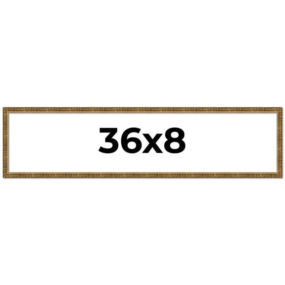 36x8 Frame Gold Solid Wood Picture Frame - Complete Modern Photo Frame Includes UV Acrylic