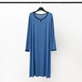 thumbnail image 2 of JTieacloth Sleepwear for Men Male Button Sleeve Solid Color Robe Long Sleeve Pajama Dress Comfortable High Elastic Homewear Blue, 2 of 3