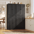 thumbnail image 4 of Homfa 70.8'' Tall Kitchen Pantry Storage Cabinet with Door Racks & Drawers, Modern 8 Doors Food Pantry Cabinet for Dining Room, Living Room, Black, 4 of 7