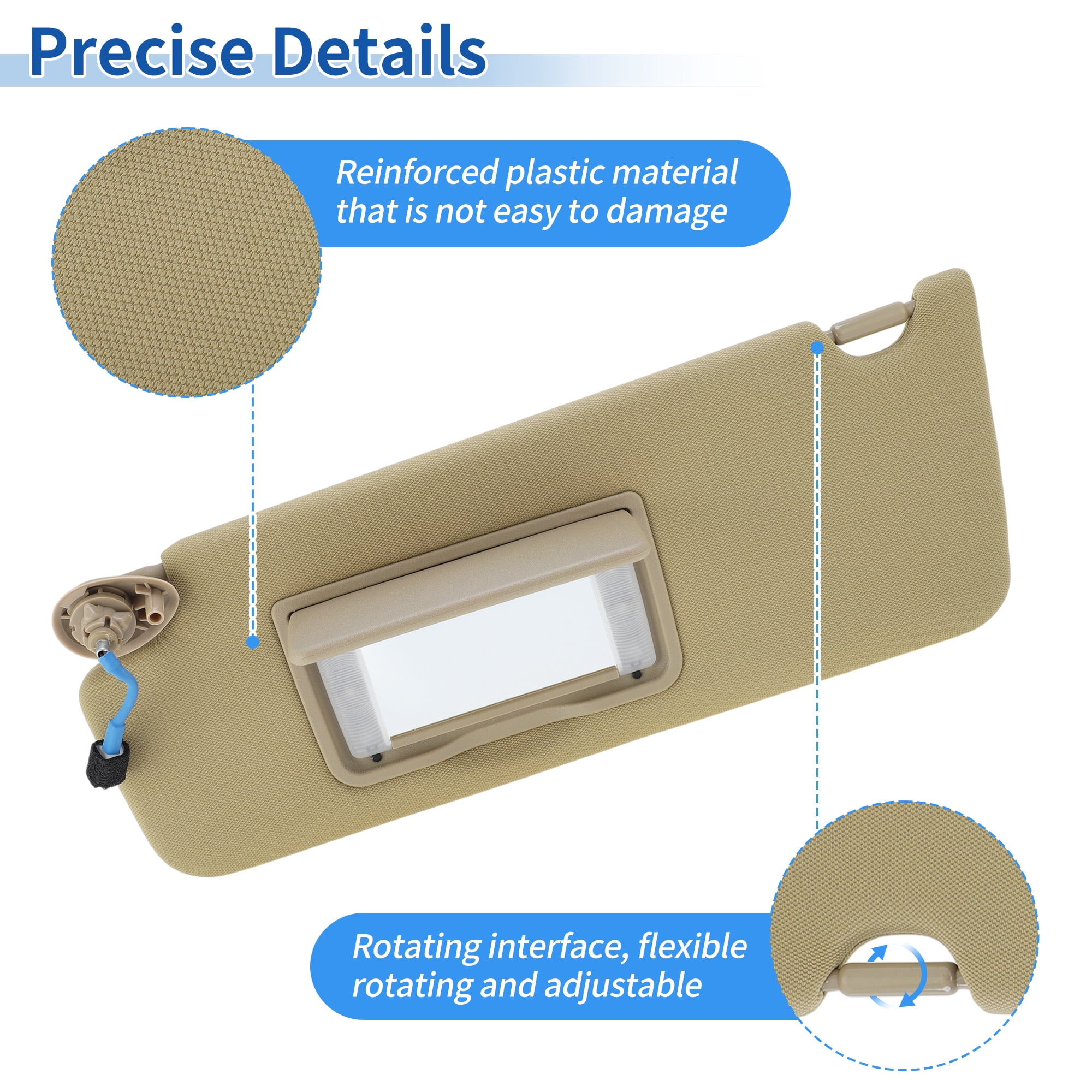Unique Bargains Left Driver Side Sun Visor for Honda Pilot 2009 to 2015 Beige