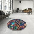 thumbnail image 4 of Ahgly Company Machine Washable Indoor Round Transitional SlateGray or SlateGrey Gray Area Rugs, 8' Round, 4 of 7