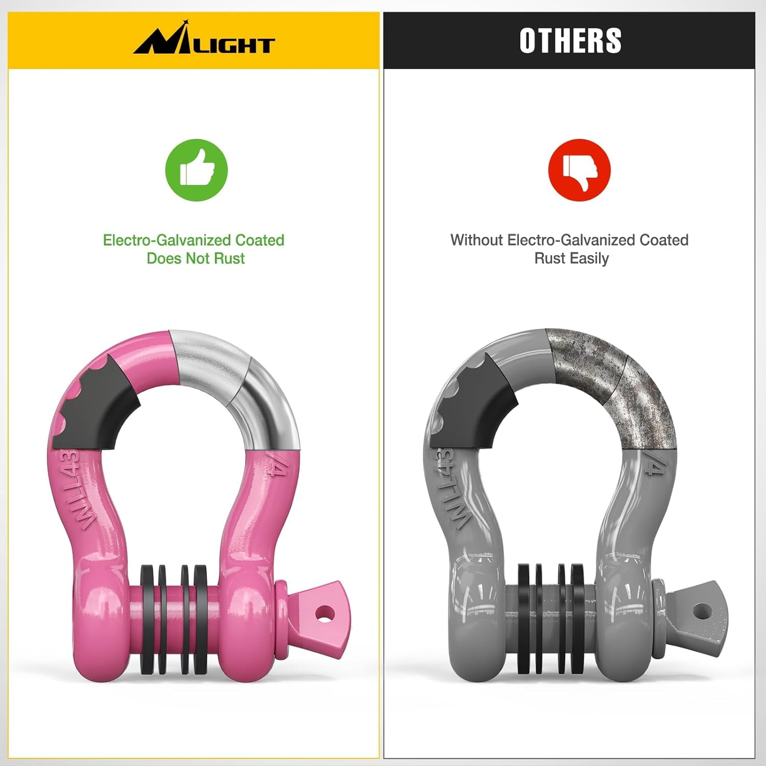 Shackles 3/4 Inch D Ring Shackle (2 Pack) 41,887 Lbs Break Strength with 7/8 Inch Pin, Isolator and Washer Kits for Use with Tow Strap, Winch, Off-Road Jeep Truck Vehicle Recovery
