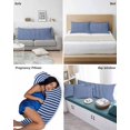 thumbnail image 6 of Dark Blue Striped Pillow Covers Queen Size 2 Pack, Modern Beige Geometric Country Soft Bed Throw Pillowcases Breathable Cooling Long Lumbar Body Pillow Sham Cover for Bed Sofa 20''x30'', 6 of 7