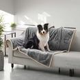 thumbnail image 1 of Waterproof Dog Blanket, Sherpa Fleece Pet Throw Blanket for Medium Small Dogs, Cats, 60 x 50 Inches, Reversible Couch Cover Protector, Machine Washable, Gray, 1 of 5