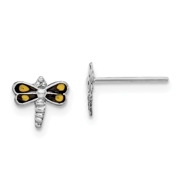 Primal Silver Sterling Silver Rhodium-plated Dragonfly Post Earrings