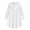 thumbnail image 4 of thefmos Women Plus Size Fall Winter Fleece Hooded Coat Button Down Curved Hem Casual Loose Jacket Cozy Outwear, White 3XL, 4 of 6