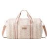 Quilted Duffle Bag, Floral Storage Bag with Detachable Strap, Multi-Compartment Luggage Bag for Travel Shopping, style1