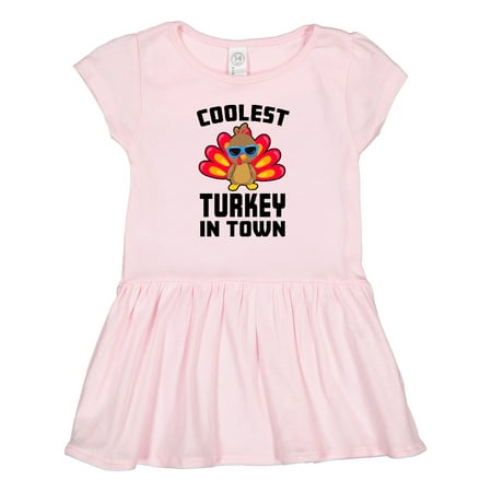 

Inktastic Thanksgiving Coolest Turkey in Town Gift Toddler Girl Dress
