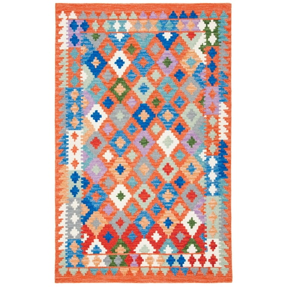 SAFAVIEH Aspen Damjana Geometric Area Rug, Orange/Blue, 3' x 5'