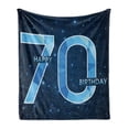 thumbnail image 1 of 70th Birthday Soft Flannel Fleece Throw Blanket, Stars Space Theme with Geometrical Design 70 Years Old Party, Cozy Plush for Indoor and Outdoor Use, 70" x 90", Dark Blue and Sky Blue, by Ambesonne, 1 of 6