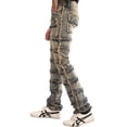 thumbnail image 3 of NOVASTILE Men's Stacked Flare Jeans, Vintage Tinted Frayed Patchwork Denim, 3 of 5