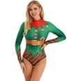thumbnail image 3 of YONGHS Women Swimsuit Christmas Printing Push Up Swimwear Bodysuit Bathing Suit Green Christmas Tree L/XL, 3 of 6