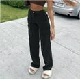 thumbnail image 6 of HLSOHJP New Black and Brown Women High Waist Straight Jeans Fashion Loose Denim Cargo Pants Street Casual Trousers S-XL Drop ship, 6 of 6