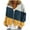 Navy, variant on Jacket for Women Zip up Color Block V Neck Coat Casual Long Sleeve Winter Soft Comfy Outwear Clothes