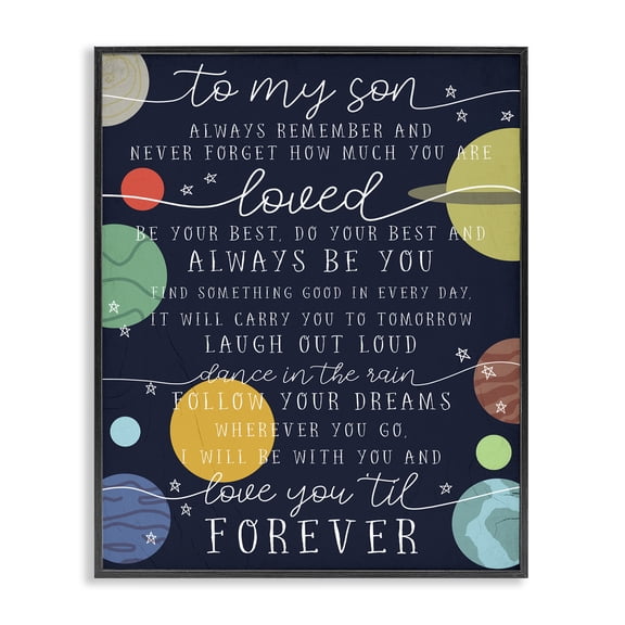 Stupell Industries Bohemian My Son Love You Forever Phrase Outer Space Black Framed Giclee Art, 11 x 14, by Lil' Rue
