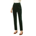 thumbnail image 4 of INSPIRE CHIC Women's Velvet Elegant High Waist Trousers with Pockets Work Ankle Pants M Deep Green, 4 of 6