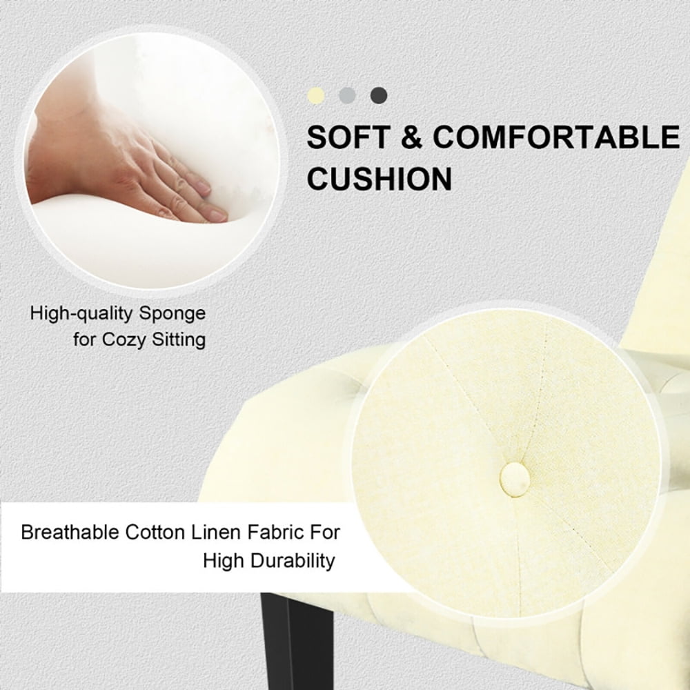 Finihen Armless Accent Chair, Cotton Linen Fabric Armless Accent Chair with Adjustable Foot Pads, for Living Room, Bedroom, Beige Finihen Armless Accent Chair, Cotton Linen Fabric Armless Accent Chair with Adjustable Foot Pads, for Living Room, Bedroom, Beige