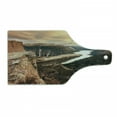 thumbnail image 1 of Mountain Cutting Board, Northern Mountains Canyon Landscape with Calm River in Norway Scenic Nature Tops, Tempered Glass Cutting and Serving Board, Wine Bottle Shape, Brown Green, by Ambesonne, 1 of 1