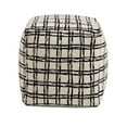 thumbnail image 3 of Weston Home Dinant Upholstered Square Pouf Ottoman, Ivory & Black Plaid Pattern Fabric, 3 of 5