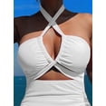 thumbnail image 2 of URSOFINE Women's One Piece Swimsuit Halter Neck Ruched Tummy Control Slimming Swimwear Cutout High Cut Bathing Suit for Beach, 2 of 4