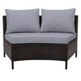 thumbnail image 3 of 5-Piece Outdoor Patio Furniture Set,Rattan Wicker Sectional Sofa Set with Half-Round Table and Tempered Glass Tabletop,Half-Moon Sofa with Pillows and Cushions for Garden,Pool,Backyard, Gray, 3 of 7