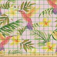thumbnail image 2 of Ambesonne Hummingbird Fabric by the Yard Upholstery, Tropical Leaves Birds, 5 Yards, Pale Pink Multicolor, 2 of 5