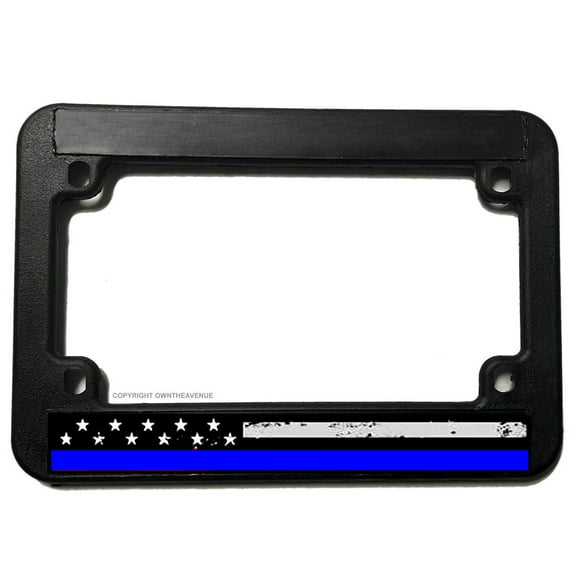 USA American Flag Distressed Support Police Blue Motorcycle License Plate Frame