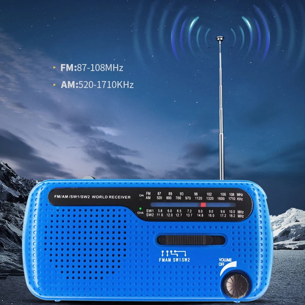 Portable Solar Hand Crank Radio 1200mAh USB Portable Outdoor Emergency Speaker Stereo Emergency Hand Crank Green,1 x Radio,Green