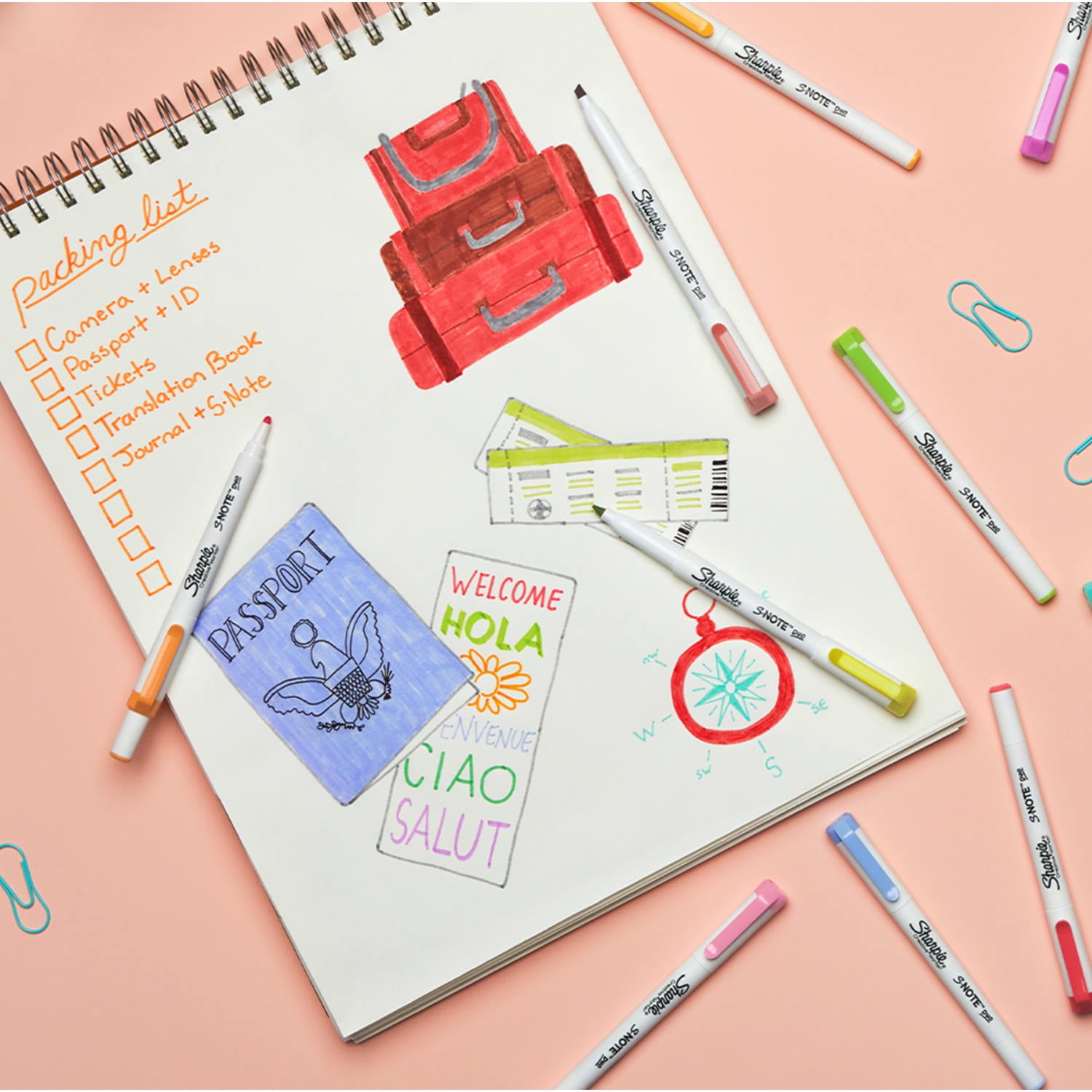 Sharpie S-Note Duo Dual-Ended Creative, Assorted Colors, Fine & Chisel Tips