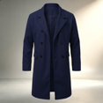 thumbnail image 6 of Maqroz Mens Long Double Breasted Trench Coat Notch Lapel Collar Winter Warm Overcoat Casual Business Formal Outerwear Heavyweight Classic Long Jacket, (Navy,XXL), 6 of 8