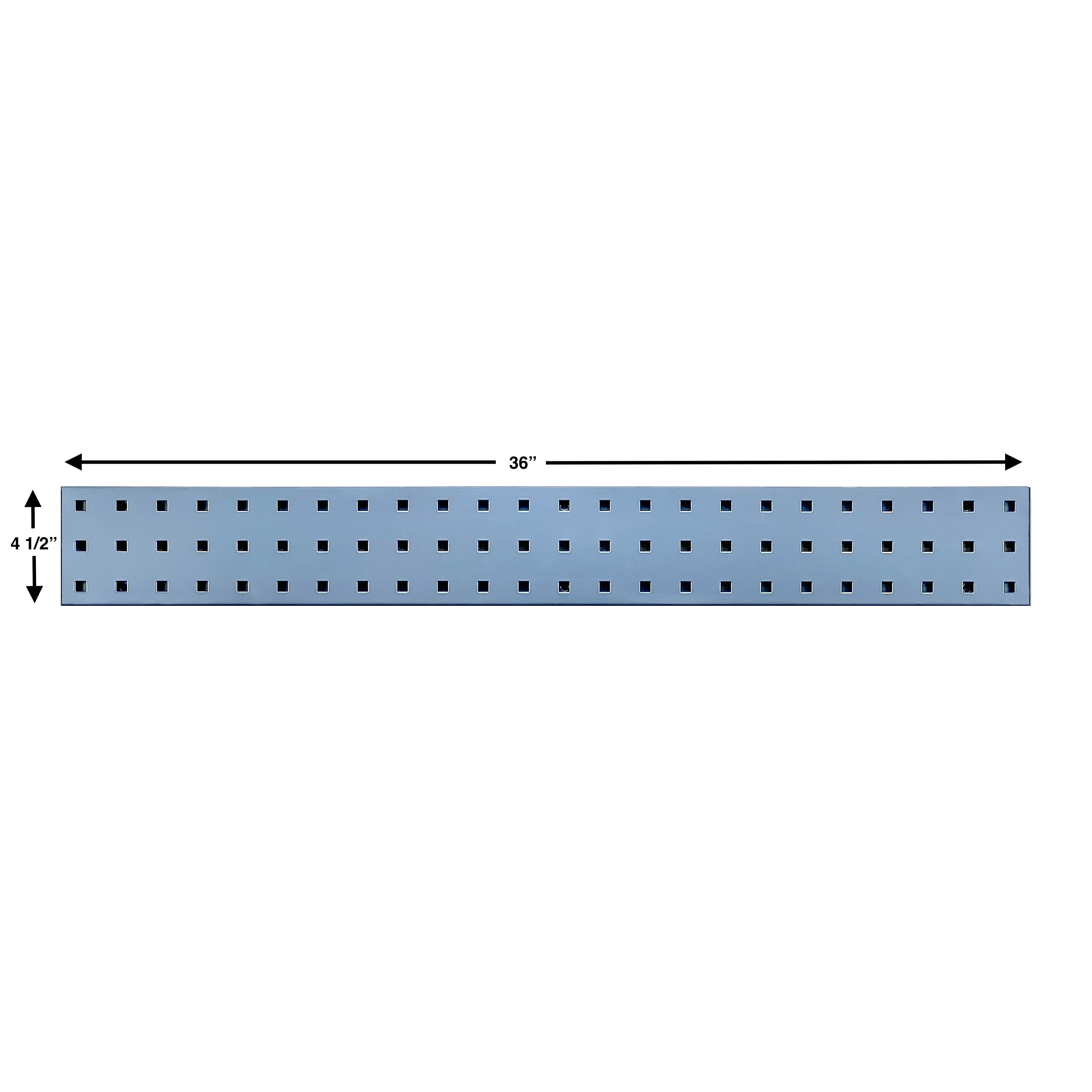 Triton Products® LocBoard (1) 36"W x 4.5"H Epoxy, 18 Gauge Steel Square Hole Pegboard Strip