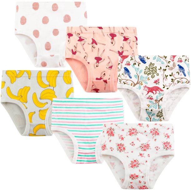 Girls Underwear Cotton Briefs, 6 Packs Girls Training Pants 2T 3T 4T 5T