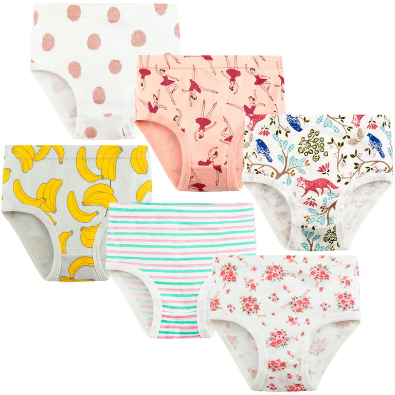 Synpos Little Girl Underwear Toddler Panties Big Kids Undies Soft 100%  Cotton,6 Packs