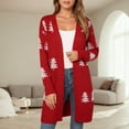 thumbnail image 2 of Christmas Cardigan Sweaters for Women Long Sleeve Loose Fit Casual Knit Christmas Tree Embroidered Sweater Jacket Winter Xmas Open Front Cozy Holiday Soft Christmas Sweaters for Women Red M, 2 of 7