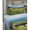 thumbnail image 4 of Ambesonne Horse Fitted & Top Sheet Set with Shams, Landscape Rural Scene, Multicolor, 4 of 5