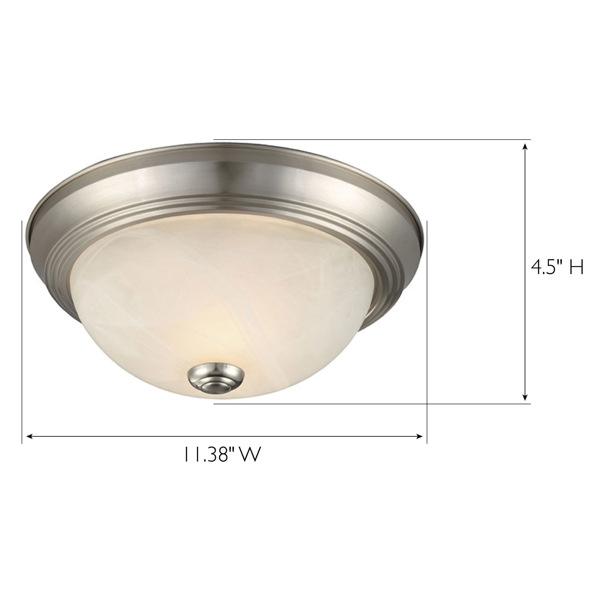 2-Pack Traditional 2-Light Flush Mount Ceiling Light, Satin Nickel, Alabaster Glass, Dimmable, for Bedroom, Hallway, Entryway – Design House, 587527